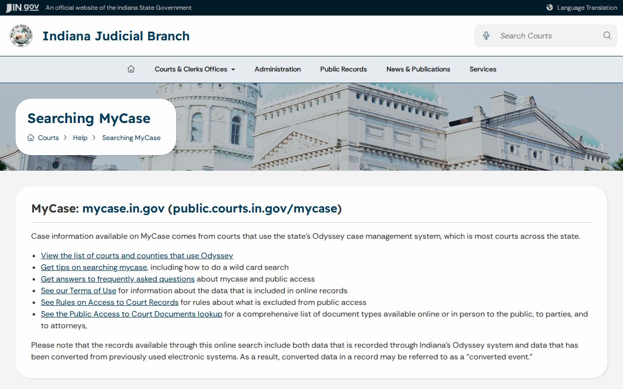 Spencer County case lookup MyCase help