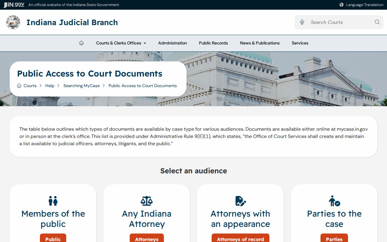 Spencer County court records MyCase access levels