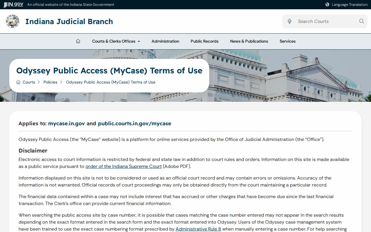 Spencer County court records MyCase official-record terms