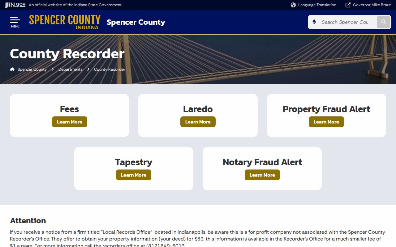 Spencer County court records and separate Recorder office